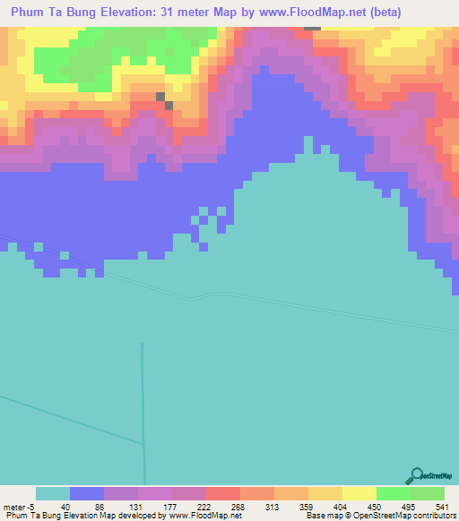 Phum Ta Bung,Vietnam Elevation Map