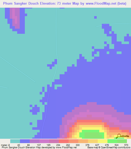 Phum Sangker Douch,Vietnam Elevation Map