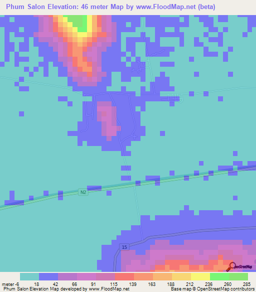 Phum Salon,Vietnam Elevation Map