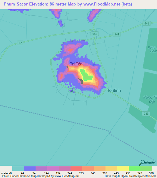 Phum Sacor,Vietnam Elevation Map