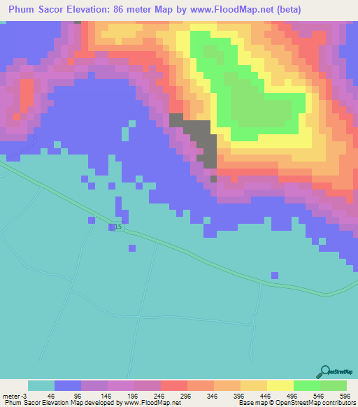 Phum Sacor,Vietnam Elevation Map