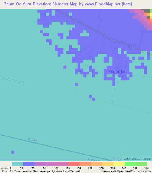 Phum Oc Yum,Vietnam Elevation Map