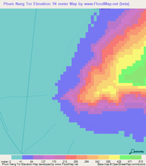 Phum Nang Tor,Vietnam Elevation Map