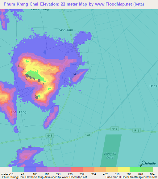 Phum Krang Chai,Vietnam Elevation Map