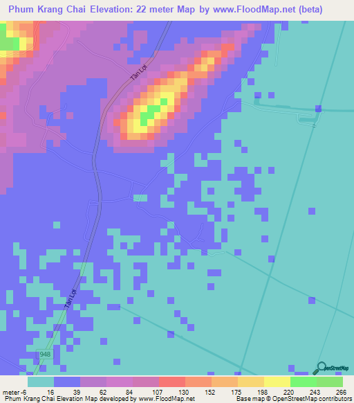 Phum Krang Chai,Vietnam Elevation Map