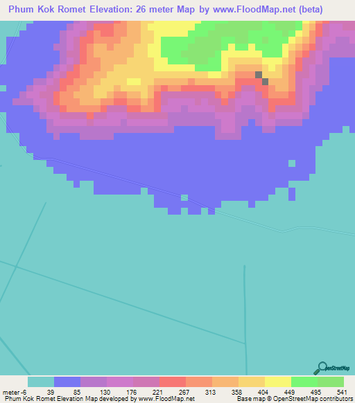 Phum Kok Romet,Vietnam Elevation Map