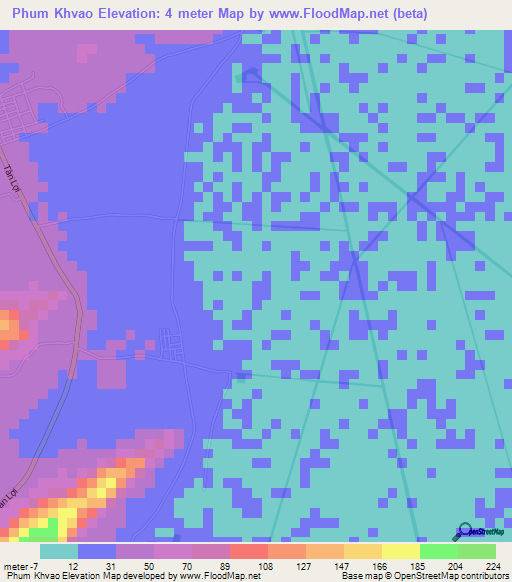 Phum Khvao,Vietnam Elevation Map