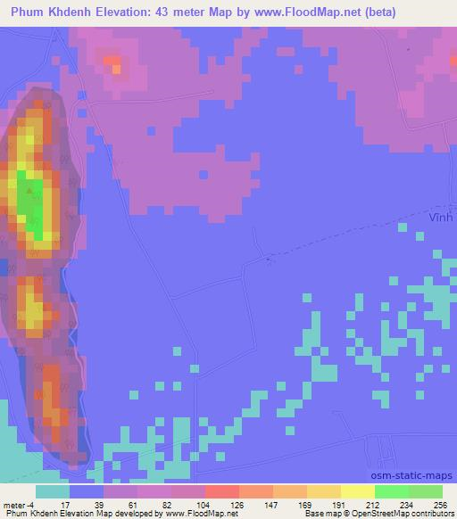 Phum Khdenh,Vietnam Elevation Map