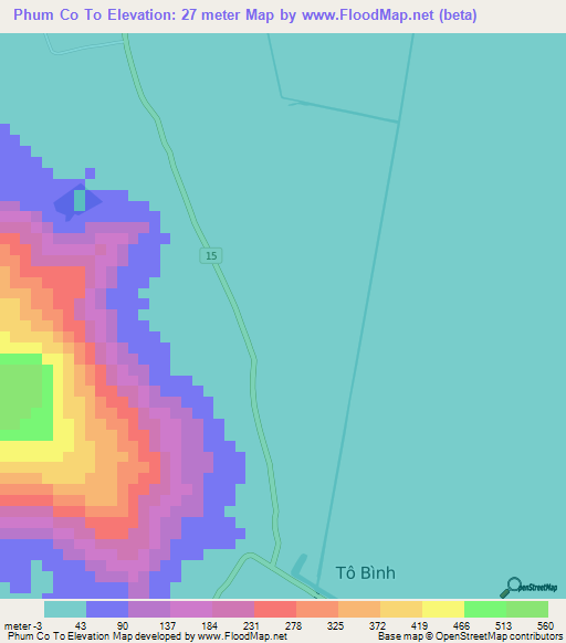 Phum Co To,Vietnam Elevation Map