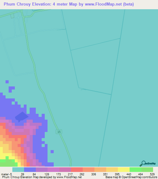 Phum Chrouy,Vietnam Elevation Map