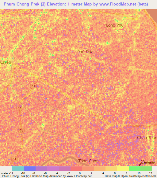 Phum Chong Prek (2),Vietnam Elevation Map