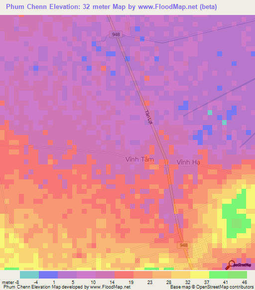 Phum Chenn,Vietnam Elevation Map