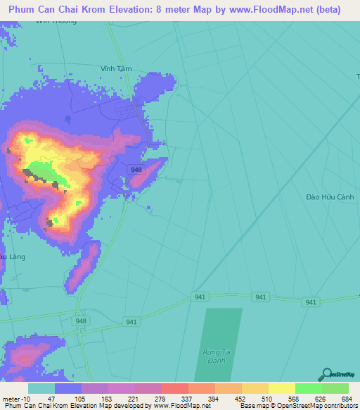 Phum Can Chai Krom,Vietnam Elevation Map