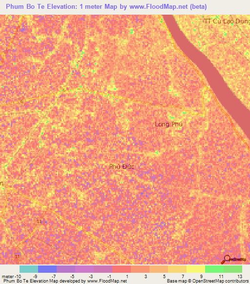 Phum Bo Te,Vietnam Elevation Map