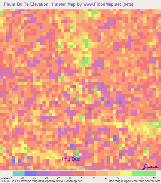 Phum Bo Te,Vietnam Elevation Map