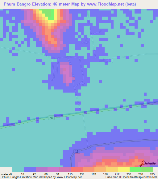 Phum Bangro,Vietnam Elevation Map