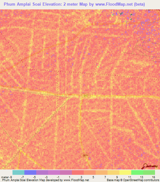 Phum Amplai Soai,Vietnam Elevation Map