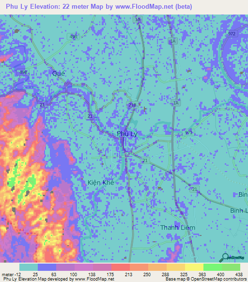 Phu Ly,Vietnam Elevation Map