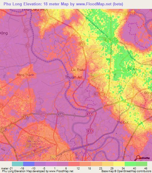 Phu Long,Vietnam Elevation Map