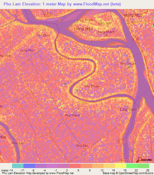 Phu Lam,Vietnam Elevation Map