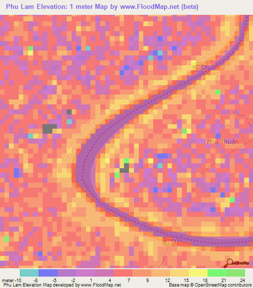 Phu Lam,Vietnam Elevation Map