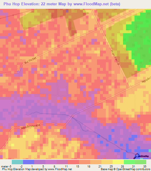 Phu Hop,Vietnam Elevation Map