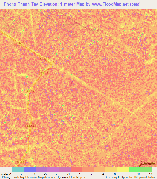 Phong Thanh Tay,Vietnam Elevation Map