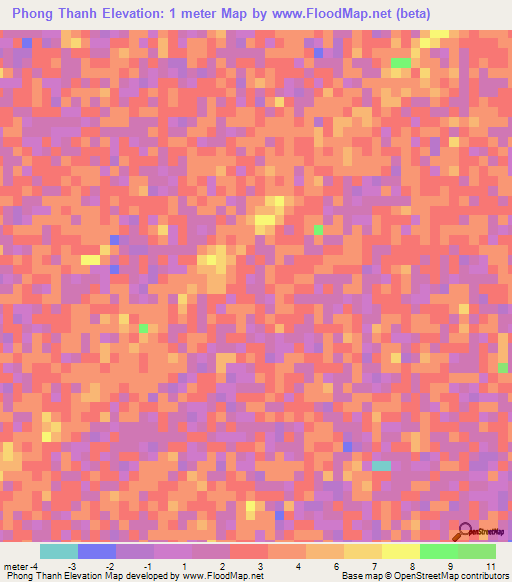 Phong Thanh,Vietnam Elevation Map