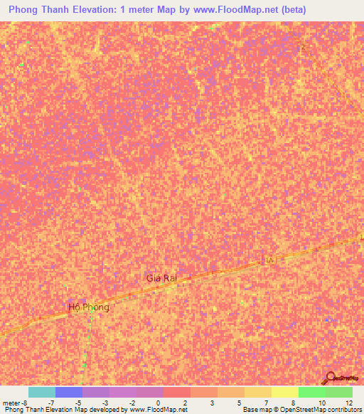 Phong Thanh,Vietnam Elevation Map