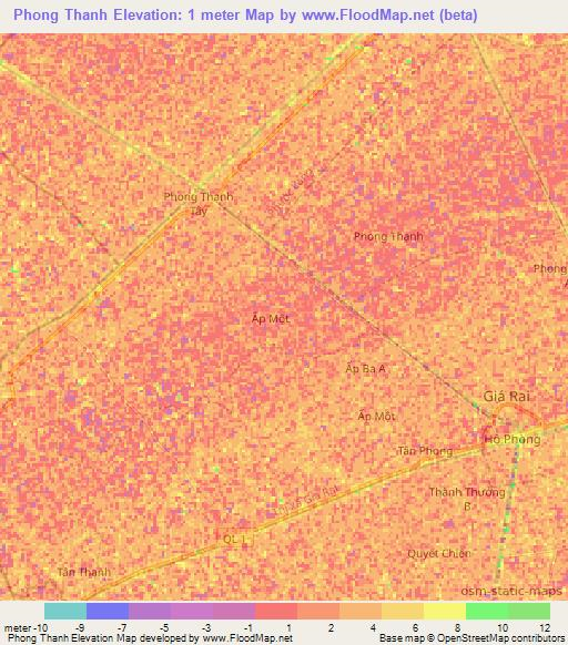 Phong Thanh,Vietnam Elevation Map