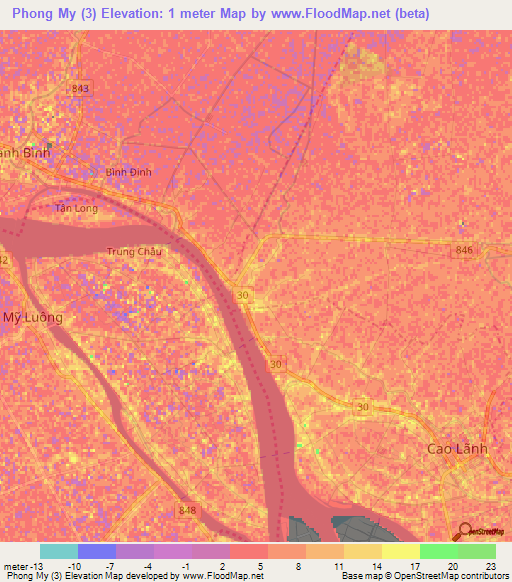 Phong My (3),Vietnam Elevation Map