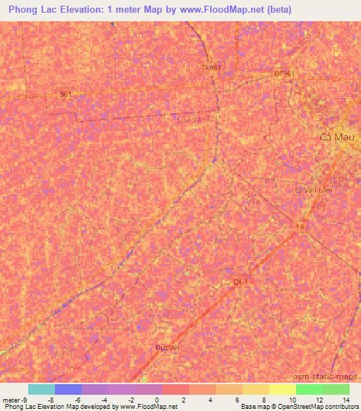 Phong Lac,Vietnam Elevation Map