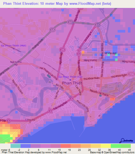 Phan Thiet,Vietnam Elevation Map