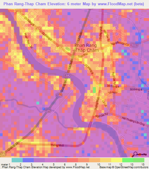 Phan Rang-Thap Cham,Vietnam Elevation Map