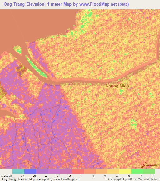 Ong Trang,Vietnam Elevation Map