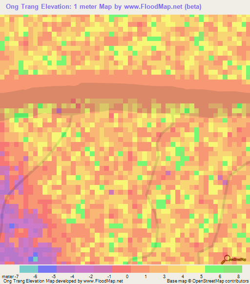 Ong Trang,Vietnam Elevation Map