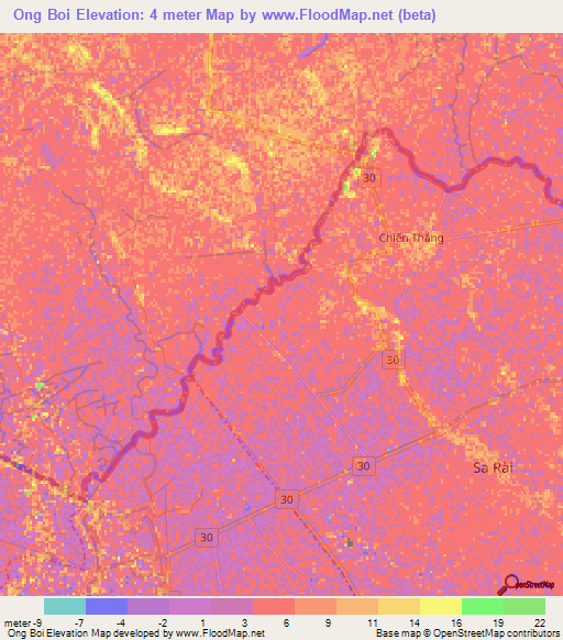 Ong Boi,Vietnam Elevation Map