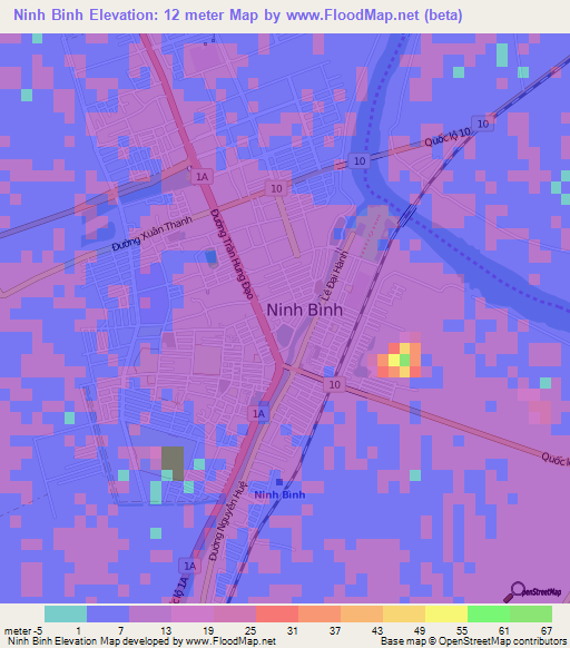 Ninh Binh,Vietnam Elevation Map