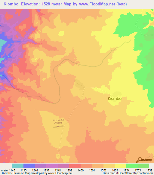 Kiomboi,Tanzania Elevation Map