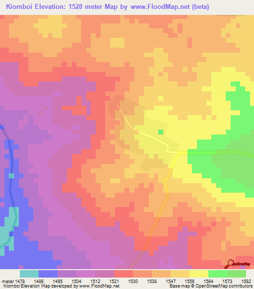 Kiomboi,Tanzania Elevation Map