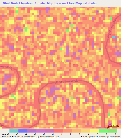 Nhut Ninh,Vietnam Elevation Map