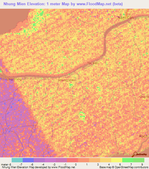 Nhung Mien,Vietnam Elevation Map