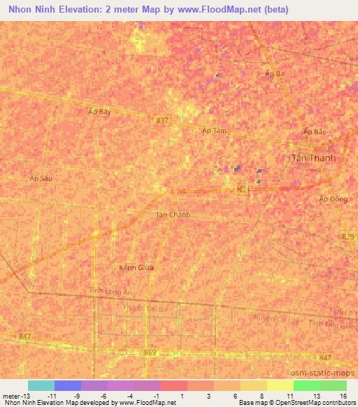 Nhon Ninh,Vietnam Elevation Map