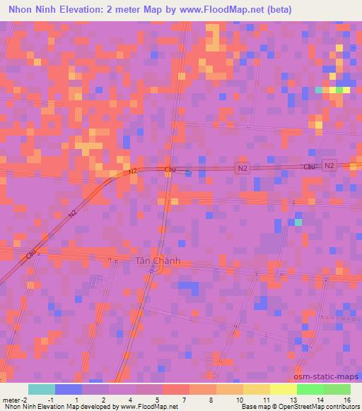 Nhon Ninh,Vietnam Elevation Map