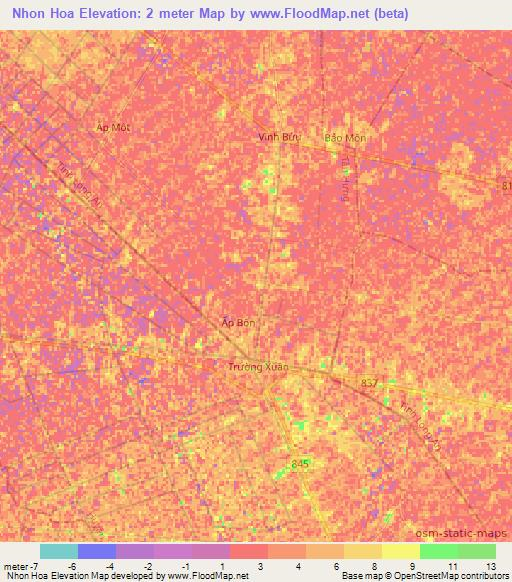 Nhon Hoa,Vietnam Elevation Map