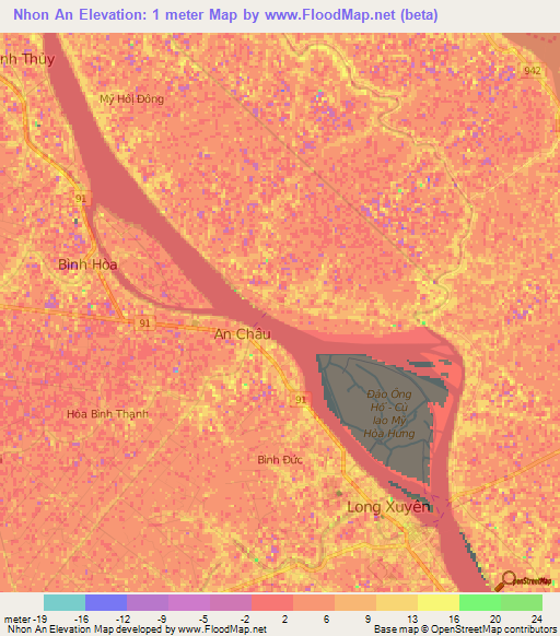 Nhon An,Vietnam Elevation Map