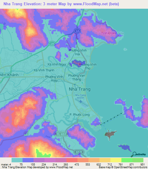 Nha Trang,Vietnam Elevation Map