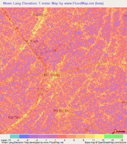 Nham Lang,Vietnam Elevation Map