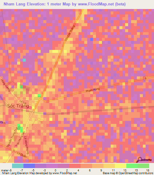 Nham Lang,Vietnam Elevation Map