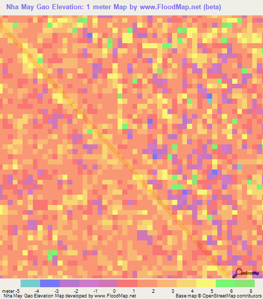 Nha May Gao,Vietnam Elevation Map